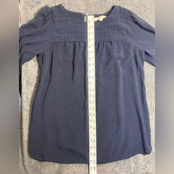 LOFT Textured Navy Blouse - Picture 4 of 4